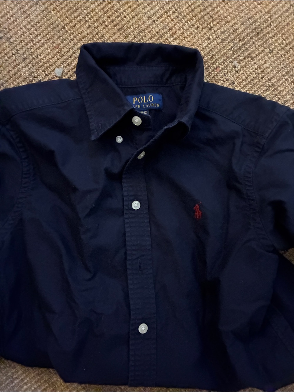 Polo by Ralph Lauren Navy Long-Sleeve Button-Down Shirt with Red Pony